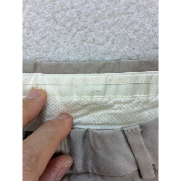 Z Zegna Chino Pants Mens 32R Beige Slim Fit Stretch Cotton Trouser Dress Casual - Picture 8 of 14
